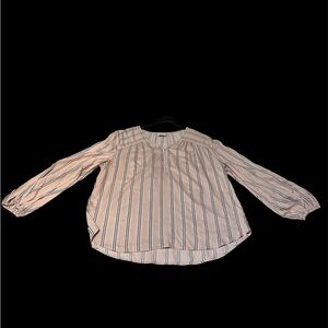 Liz Claiborne Pink Black and Silver Striped Long Sleeve Blouse